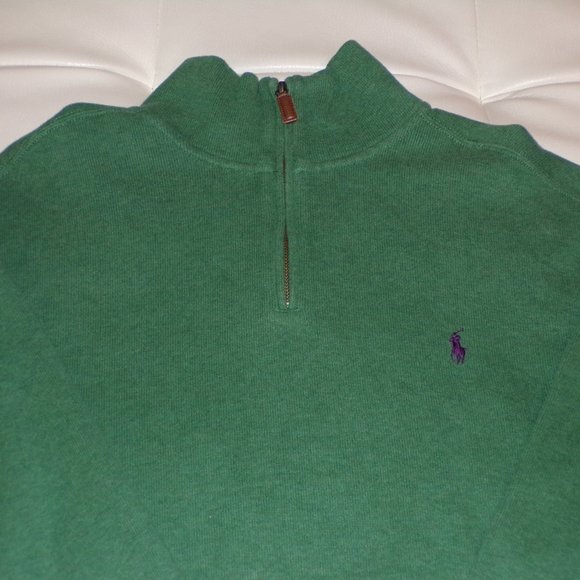 Polo Ralph Lauren Quarter Zip Sweater - XL Green - Picture 5 of 7